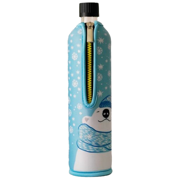 Glasflasche mit Neoprenbezug Eisbär 500 ml