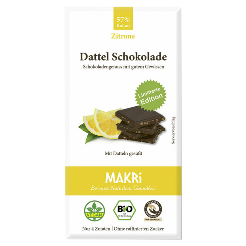 Bio Dattel Schokolade Zitrone 57% 