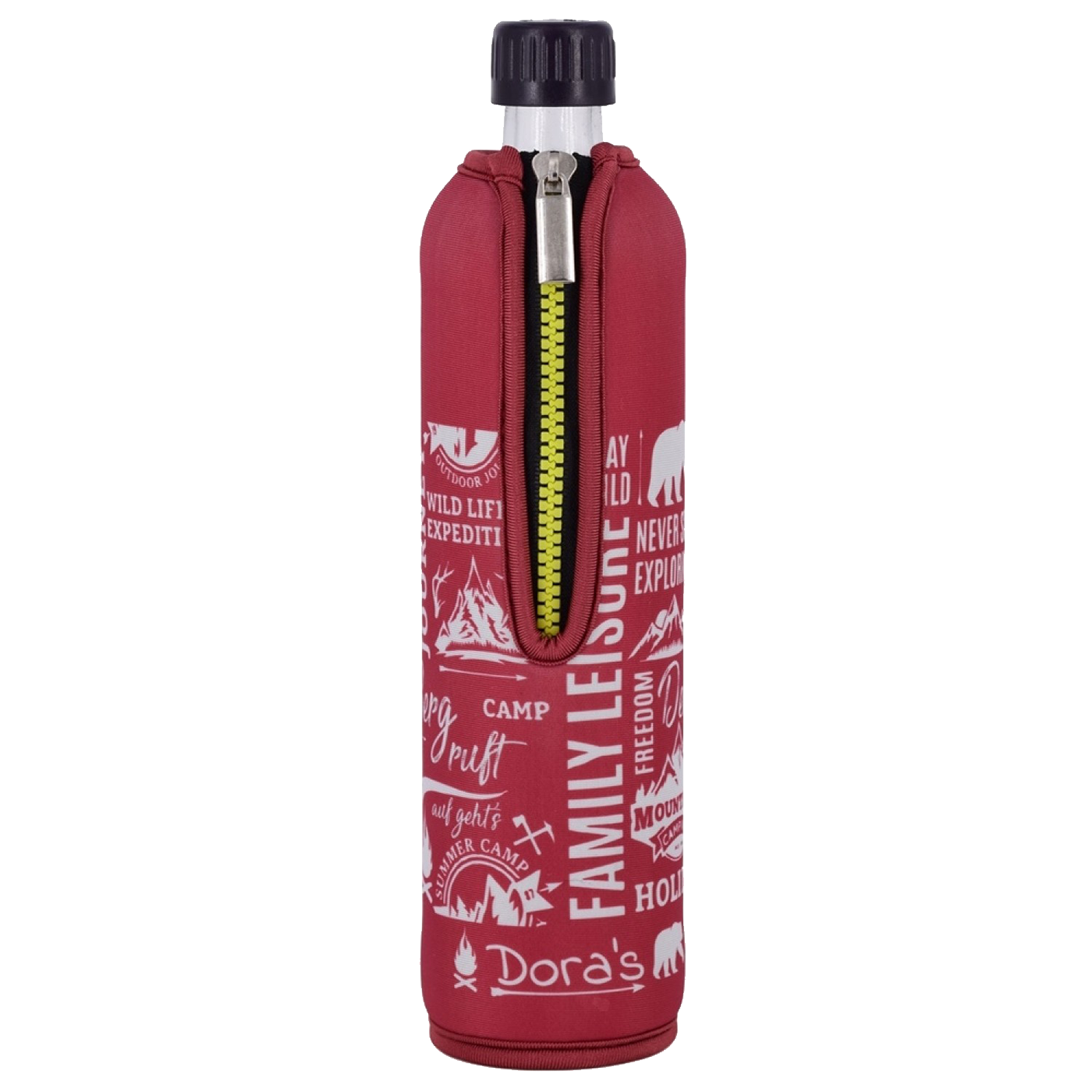 Glasflasche mit Neoprenbezug Berg 500ml