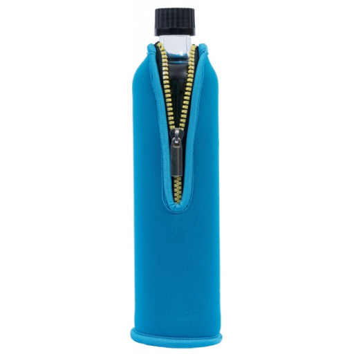 Glasflasche mit Neoprenbezug blau 500 ml