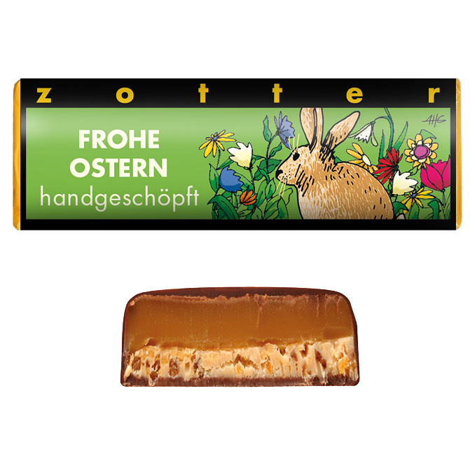 Minis Frohe Ostern Zotter Nougat Crisps Karamell 