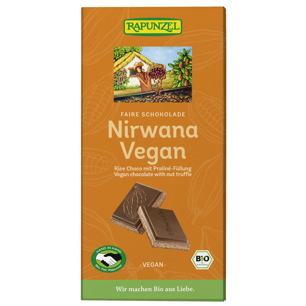 Nirwana Vegan Rice Schokolade mit Praliné-Füllung 