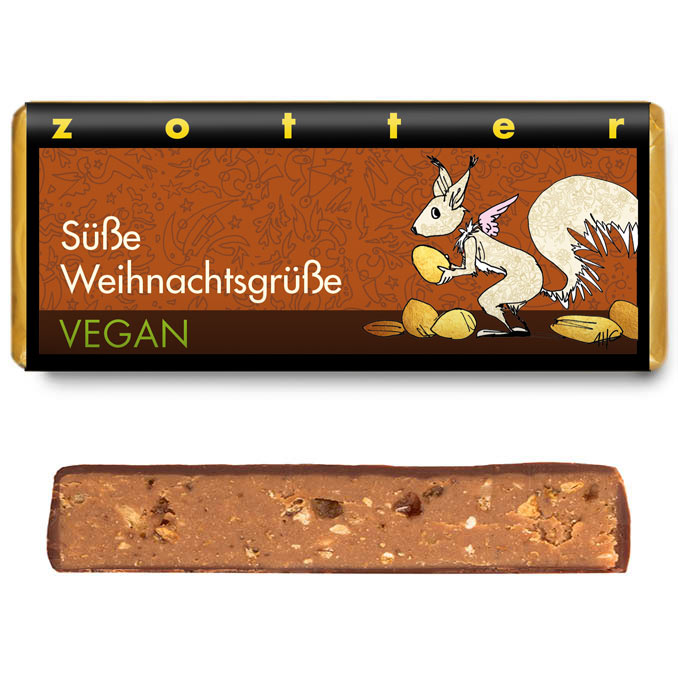 Süße Weihnachtsgrüße ciocc. nougat croccante vegan 