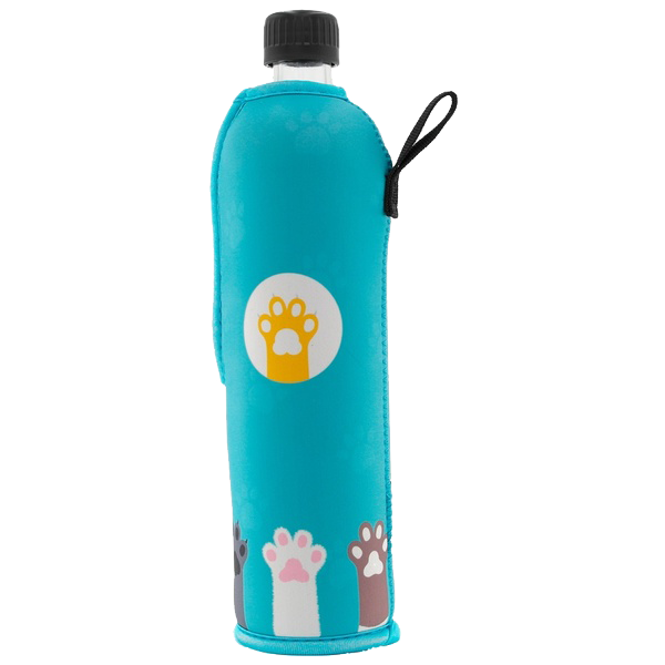 Glasflasche mit Neoprenbezug Pfote 500ml