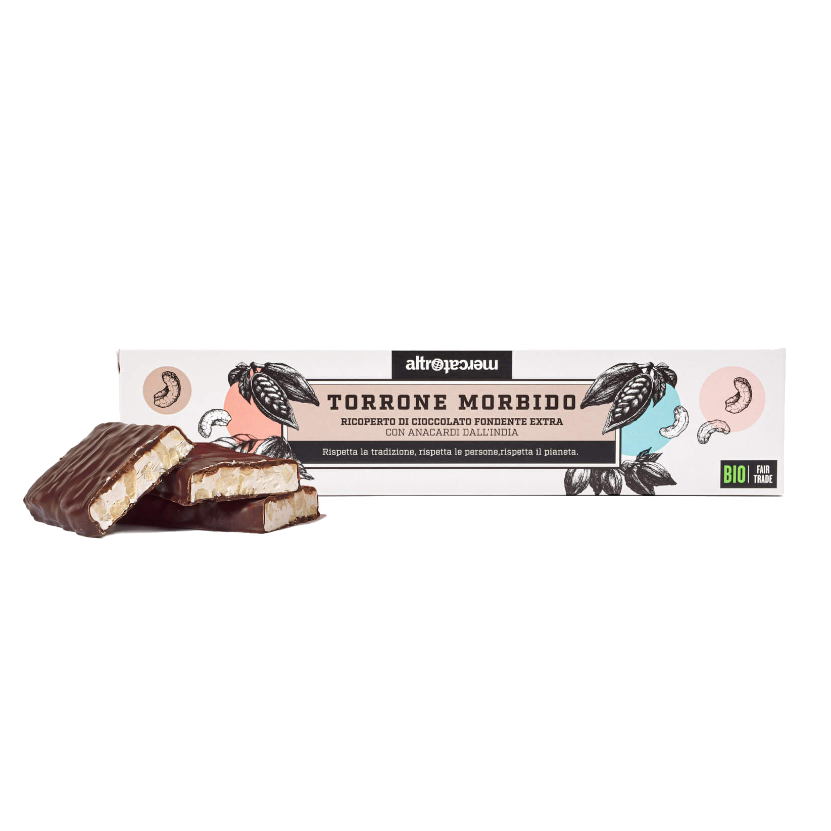 Torrone morbido mit Zartbitterschoko 