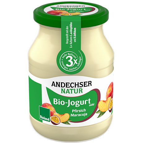 Fruchtjoghurt Pfirsich Maracuja im Glas 