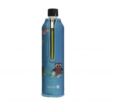 bottiglia di vetro neoprene gufo 500 ml