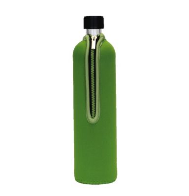 Glasflasche mit Neoprenbezug grün 500 ml