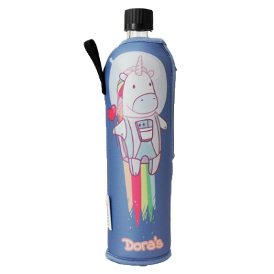 bottiglia di vetro neoprene unicorno 500 ml