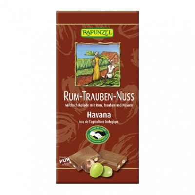 cioccolato al latte con uva,nocciola,rum (100gr)